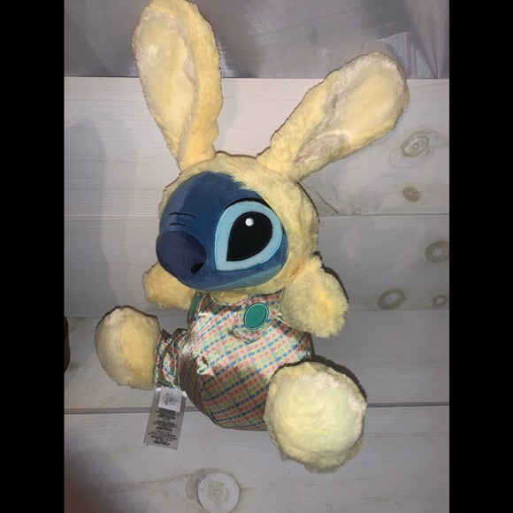 RARE NWOT Disney Lilo and Stitch 10” Plush Easter Bunny Rabbit Costume Yellow - Picture 6 of 14